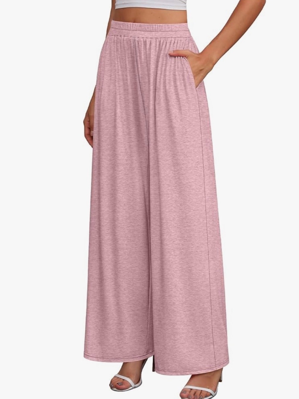 Women’s Wide-Leg Heather Pink Lounge Pants with Pockets, NEW with Tags!